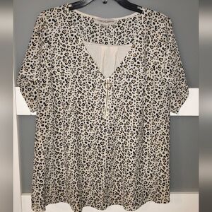 Tempted Hearts Leopard Print V-Neck Blouse